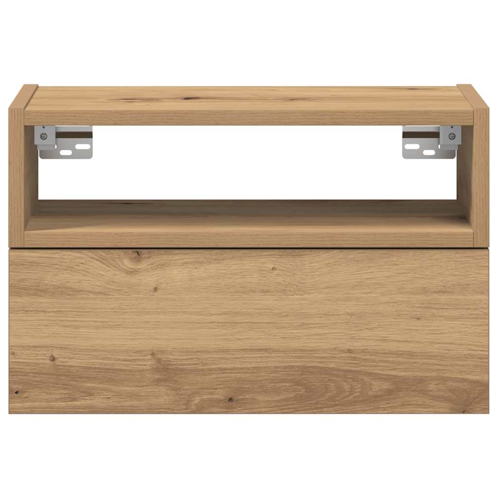 Κομοδίνο Επιτοίχιο Αρτισιανή Δρυς 45x26x28,5 εκ. - Pakobazaar