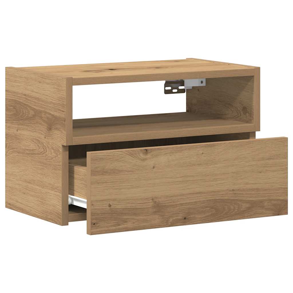 Κομοδίνο Επιτοίχιο Αρτισιανή Δρυς 45x26x28,5 εκ. - Pakobazaar