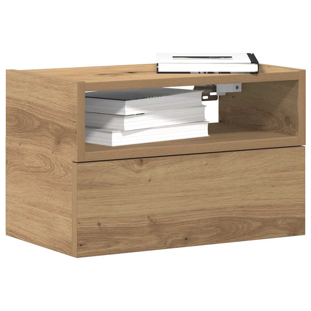Κομοδίνο Επιτοίχιο Αρτισιανή Δρυς 45x26x28,5 εκ. - Pakobazaar