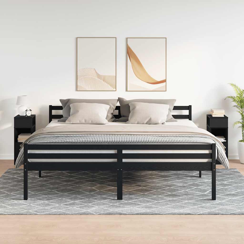 Κομοδίνα 2 τεμάχια με συρτάρι Μαύρο 25x31x66 cm - Pakobazaar