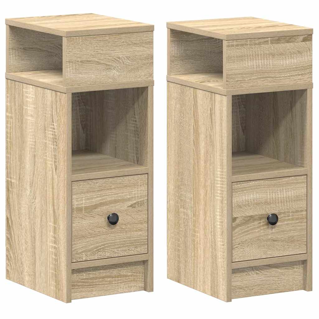 Κομοδίνα 2 τεμάχια με συρτάρι Sonoma Δρυς 25x31x66 εκ. - Pakobazaar