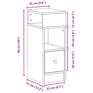 Κομοδίνο με συρτάρι Καπνιστή Δρυς 25x31x66 εκ.