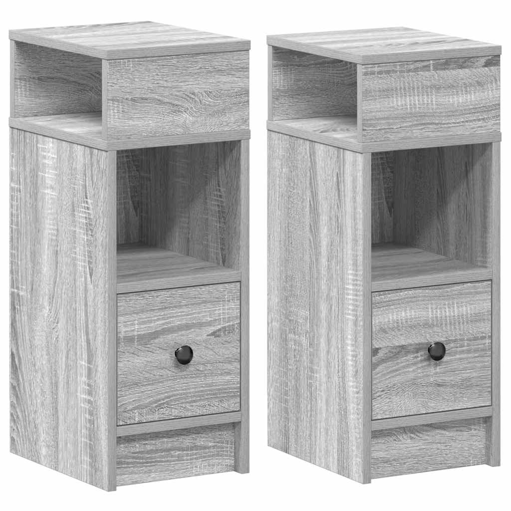 Κομοδίνα 2 τεμ. με Συρτάρι Γκρι Sonoma 25x31x66 εκ. - Pakobazaar