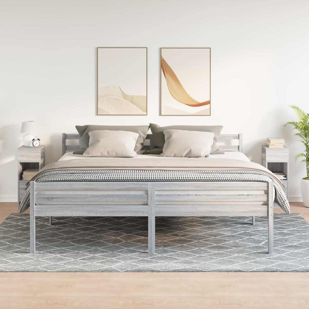 Κομοδίνα 2 τεμ. με Συρτάρι Γκρι Sonoma 25x31x66 εκ. - Pakobazaar