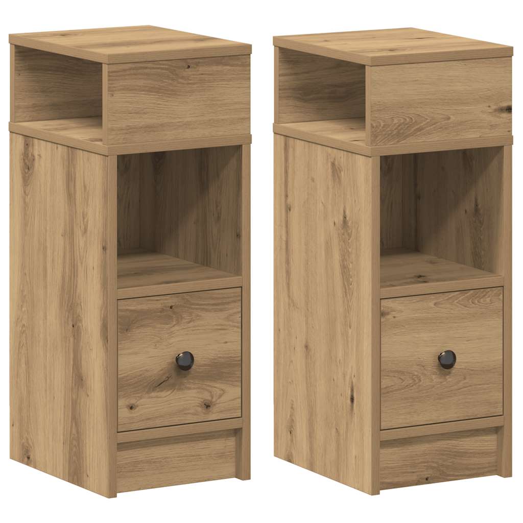 Κομοδίνα 2 τεμ. με Συρτάρι Artisan Oak 25x31x66 εκ. - Pakobazaar
