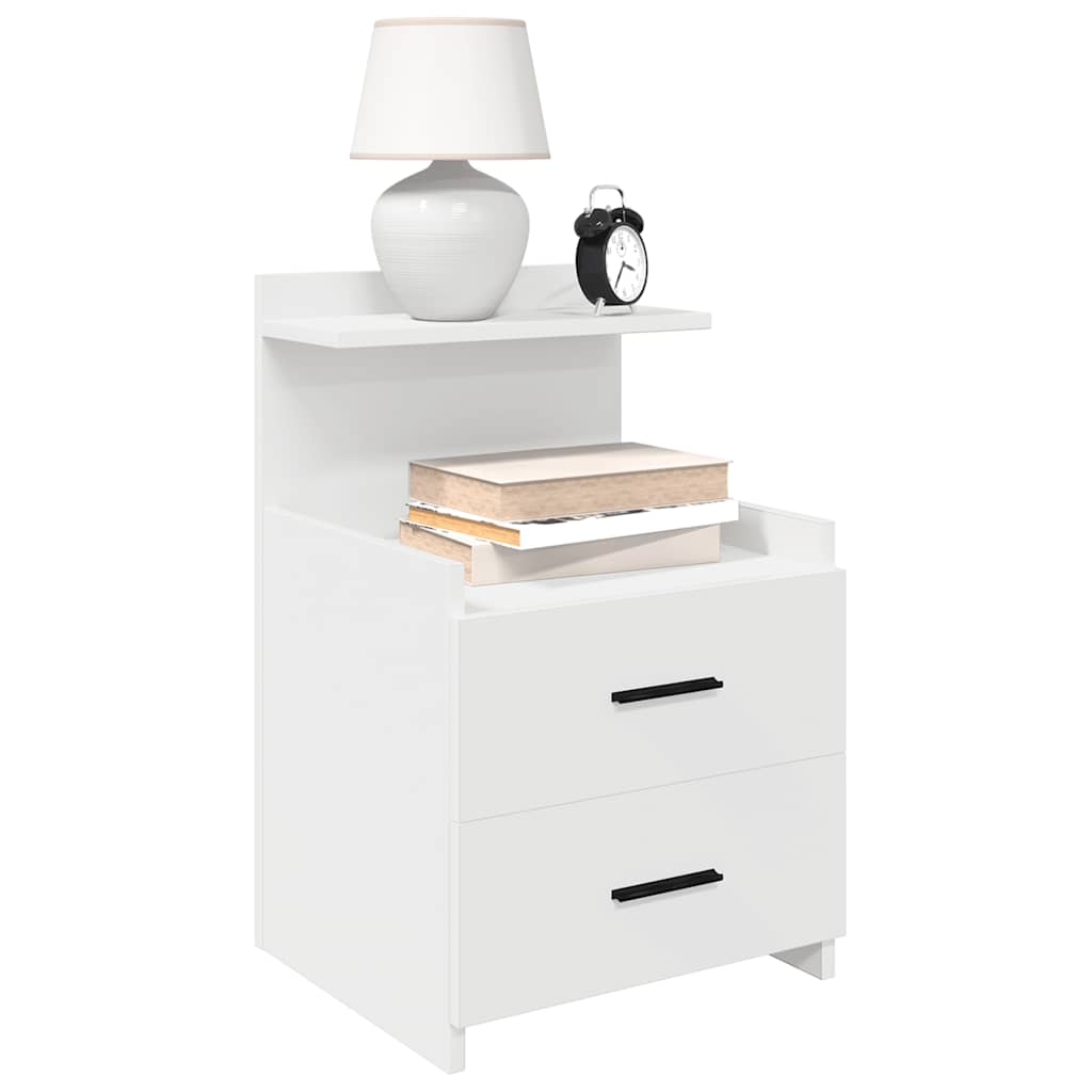 Κομοδίνο με 2 Συρτάρια Λευκό 40x36,5x62 εκ. - Pakobazaar