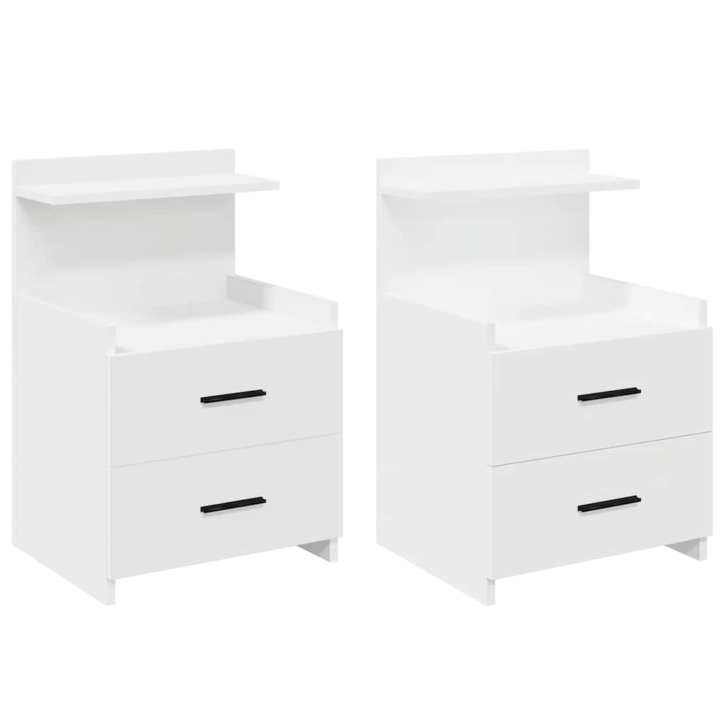 Κομοδίνα 2 τεμ. με 2 Συρτάρια Λευκά 40x36,5x62 εκ. - Pakobazaar