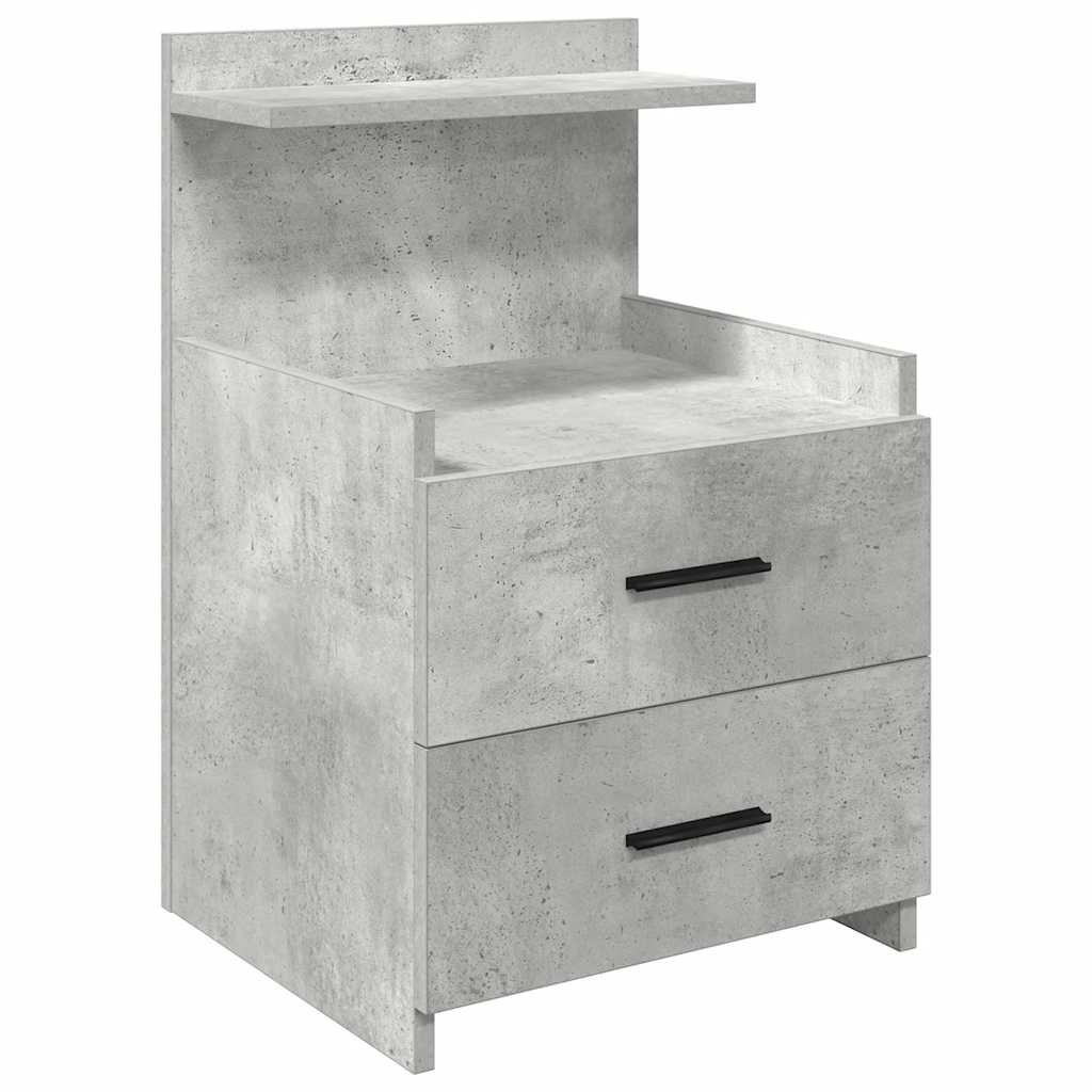Κομοδίνο με 2 Συρτάρια Γκρι Σκυρόδεμα 40x36,5x62 εκ.