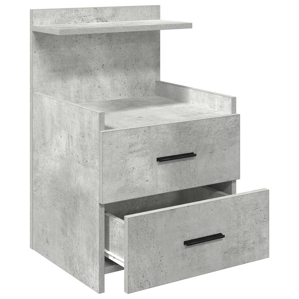 Κομοδίνο με 2 Συρτάρια Γκρι Σκυρόδεμα 40x36,5x62 εκ.