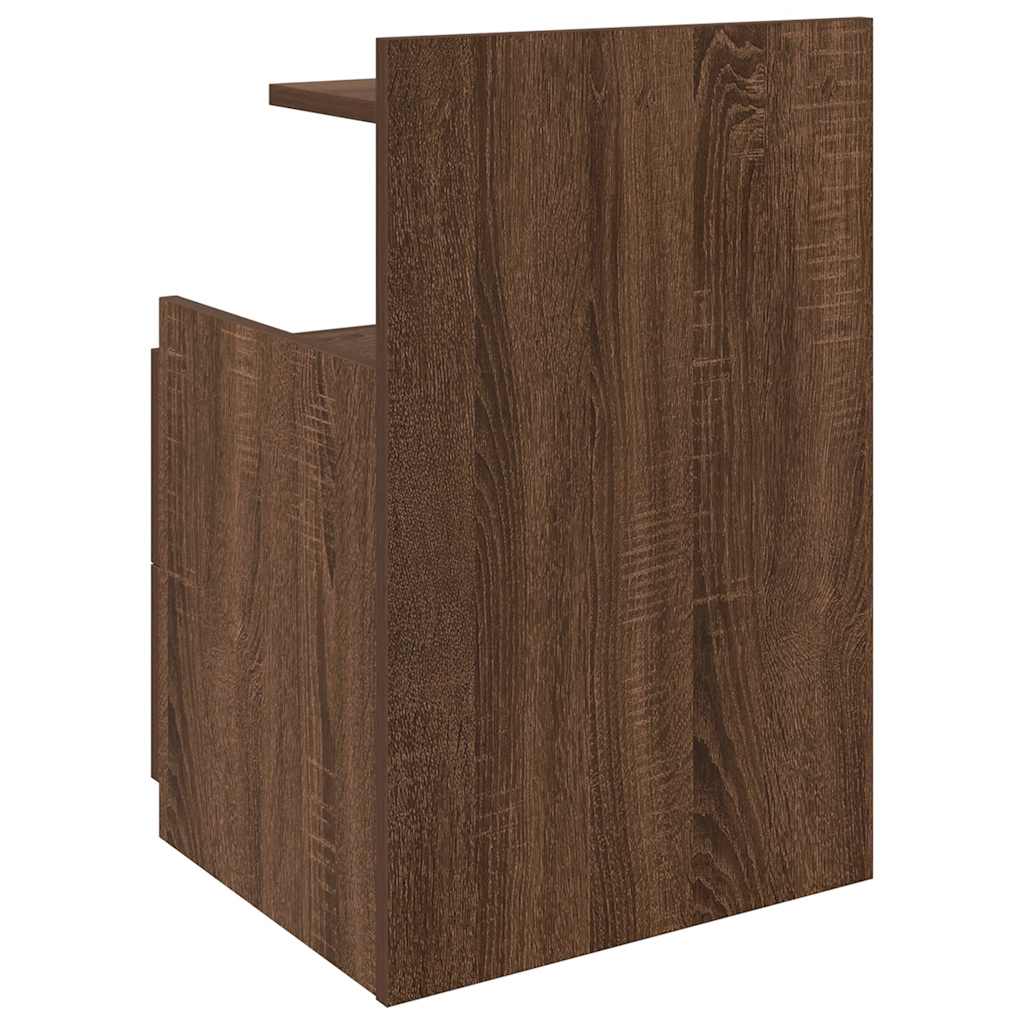 Κομοδίνο με 2 Συρτάρια Καφέ Δρυς 40x36,5x62 εκ.