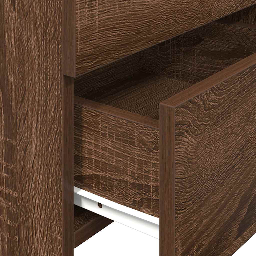 Κομοδίνο με 2 Συρτάρια Καφέ Δρυς 40x36,5x62 εκ.