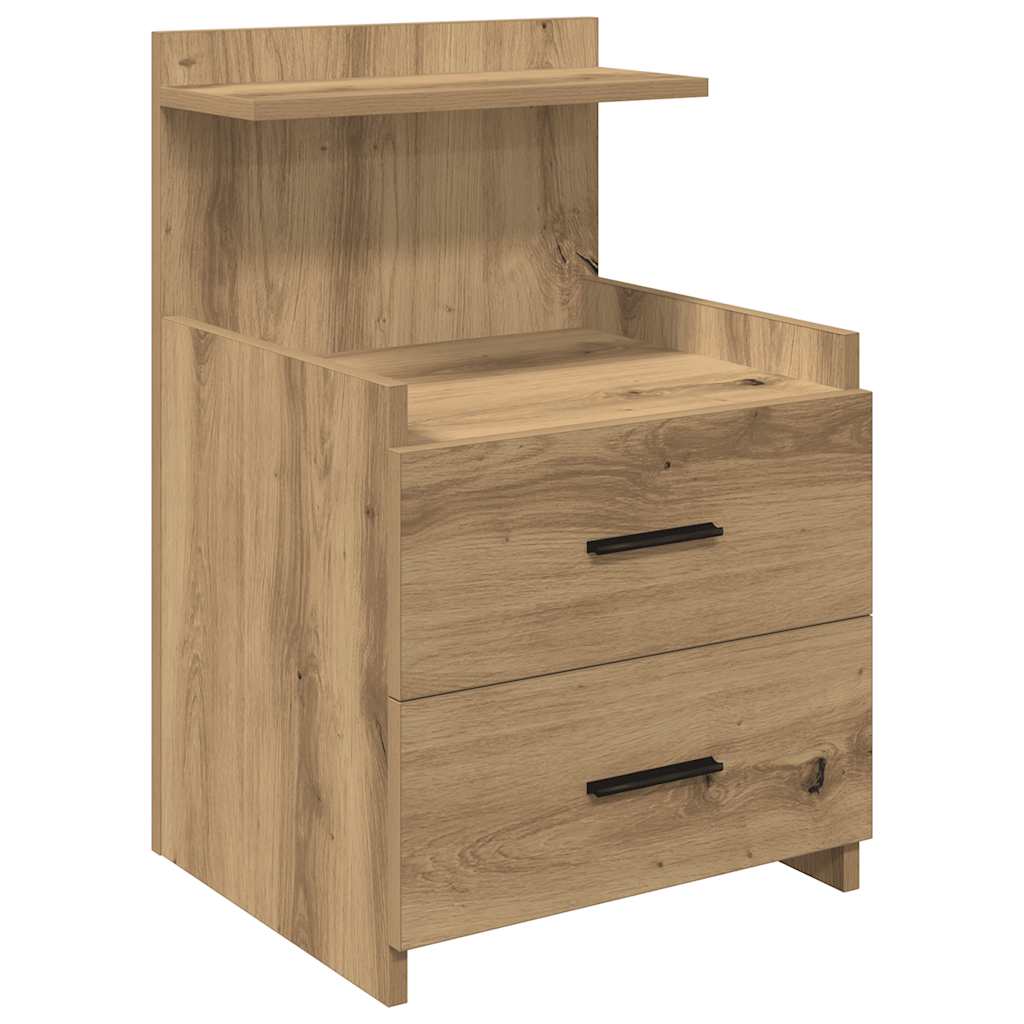 Κομοδίνα 2 τεμ. με 2 Συρτάρια, Ξύλο Artisan Oak 40x36,5x62 εκ.
