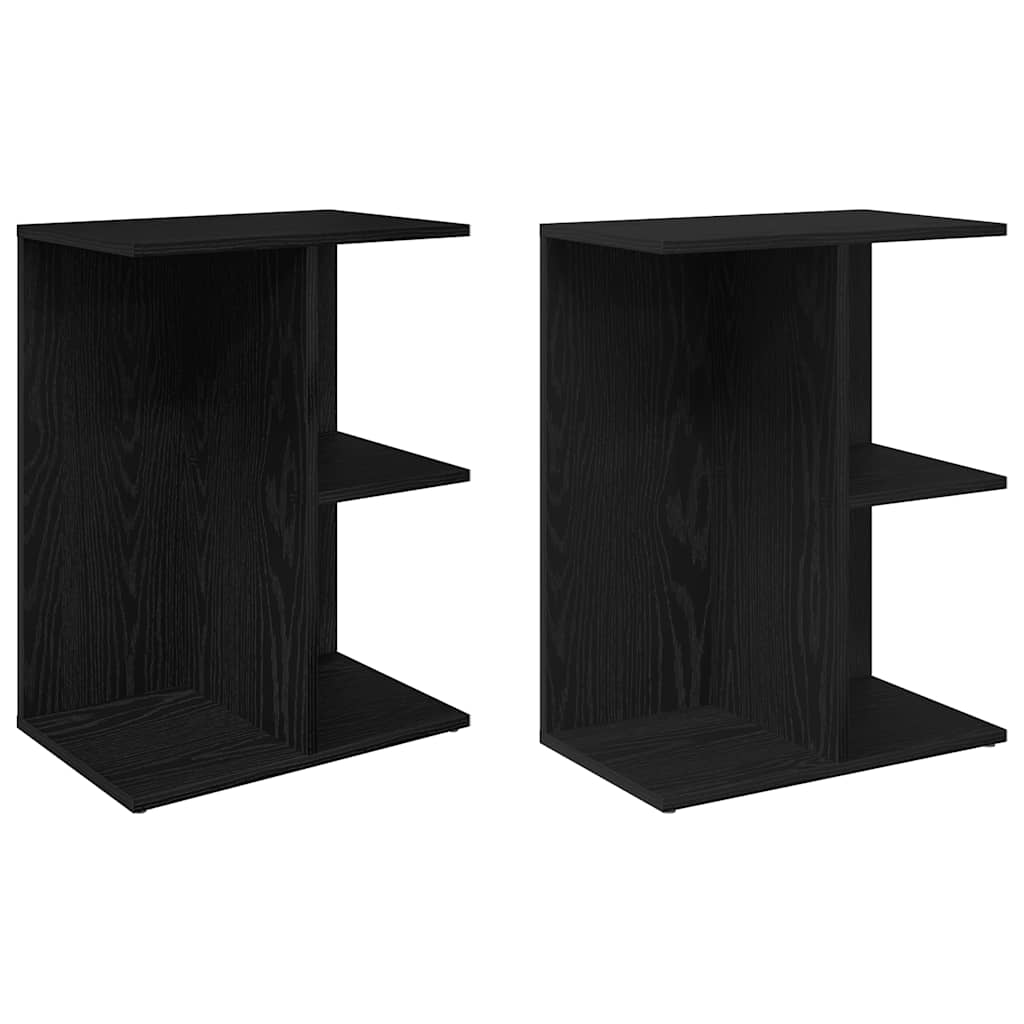 Κομοδίνα 2 τεμ Μαύρη Δρυς 46,5x29x61 cm Κατασκευασμένο ξύλο