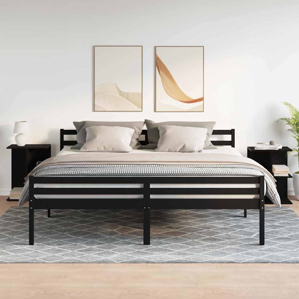 Κομοδίνα 2 τεμ Μαύρη Δρυς 46,5x29x61 cm Κατασκευασμένο ξύλο
