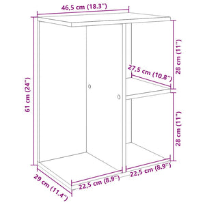 Κομοδίνα 2 τεμ Μαύρη Δρυς 46,5x29x61 cm Κατασκευασμένο ξύλο