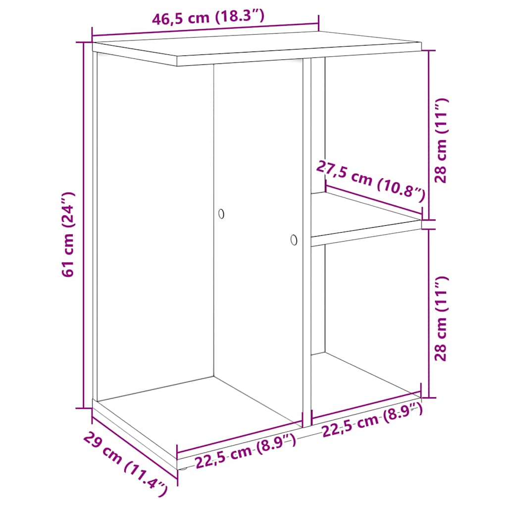 Κομοδίνα 2 τεμ Γκρι Sonoma 46,5x29x61 εκ. Επεξεργασμένο Ξύλο