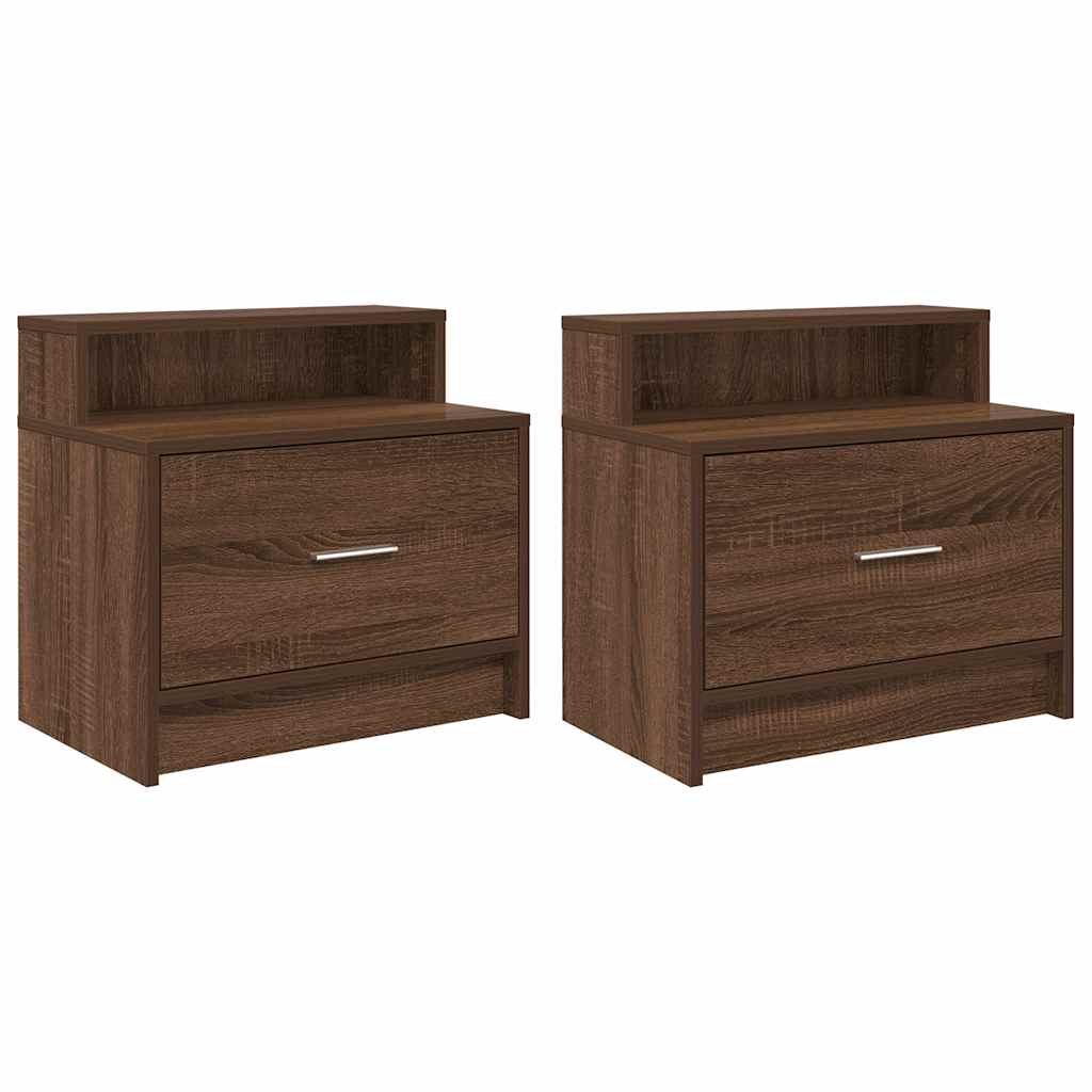 Κομοδίνα με συρτάρι 2 τεμ. Καφέ Δρυς 51x31x47 εκ. - Pakobazaar