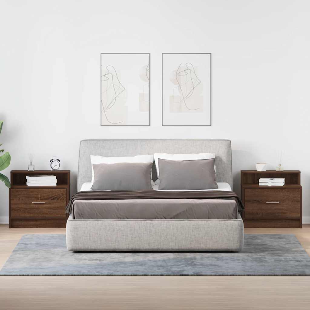 Κομοδίνα με συρτάρι 2 τεμ. Καφέ Δρυς 51x31x47 εκ. - Pakobazaar