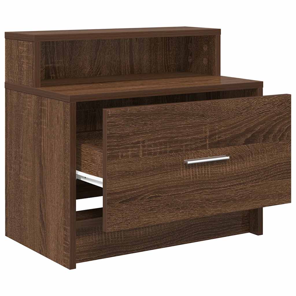 Κομοδίνα με συρτάρι 2 τεμ. Καφέ Δρυς 51x31x47 εκ. - Pakobazaar