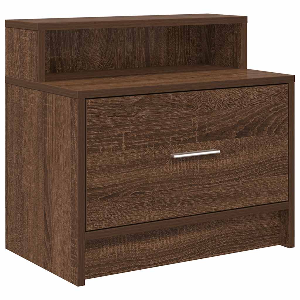 Κομοδίνα με συρτάρι 2 τεμ. Καφέ Δρυς 51x31x47 εκ. - Pakobazaar