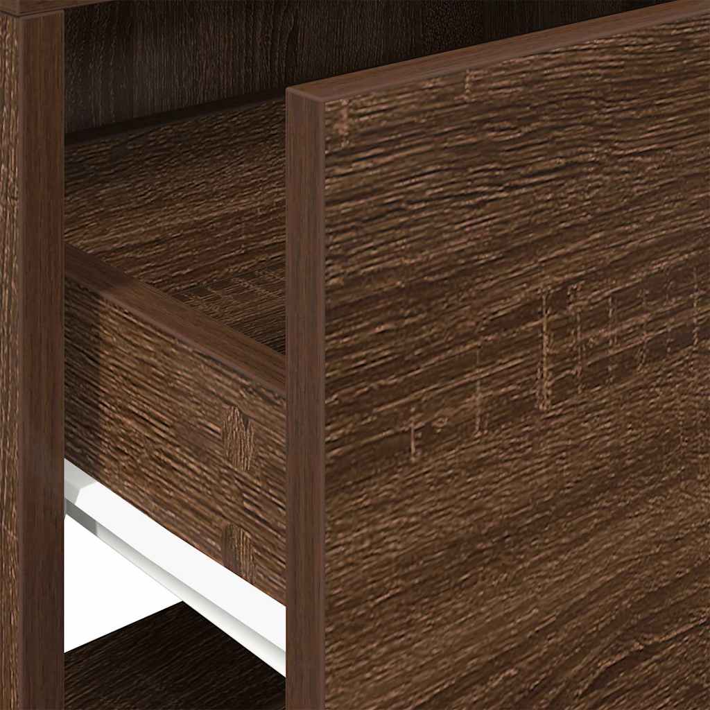 Κομοδίνα με συρτάρι 2 τεμ. Καφέ Δρυς 51x31x47 εκ. - Pakobazaar