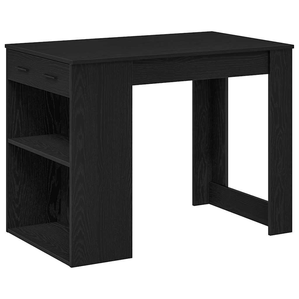 Γραφείο με Συρτάρι και Ράφι Μαύρη Δρυ 102x62x77,5 cm - Pakobazaar