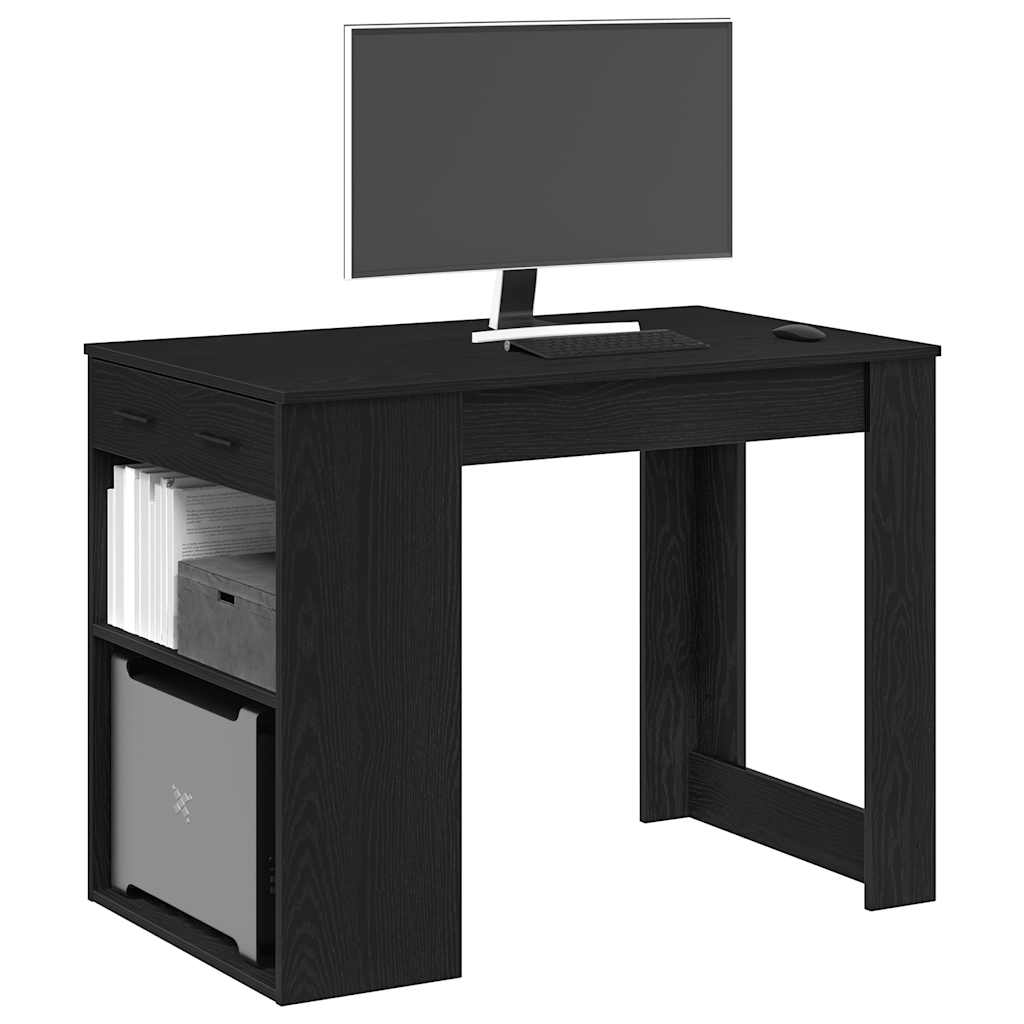 Γραφείο με Συρτάρι και Ράφι Μαύρη Δρυ 102x62x77,5 cm - Pakobazaar