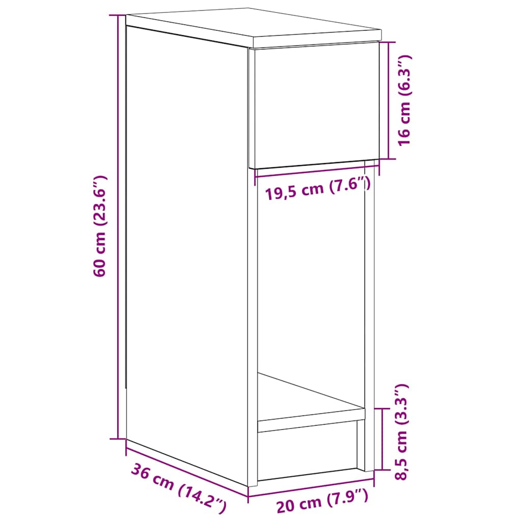 Κομοδίνο με συρτάρι Sonoma Δρυς 20x36x60 εκ. - Pakobazaar