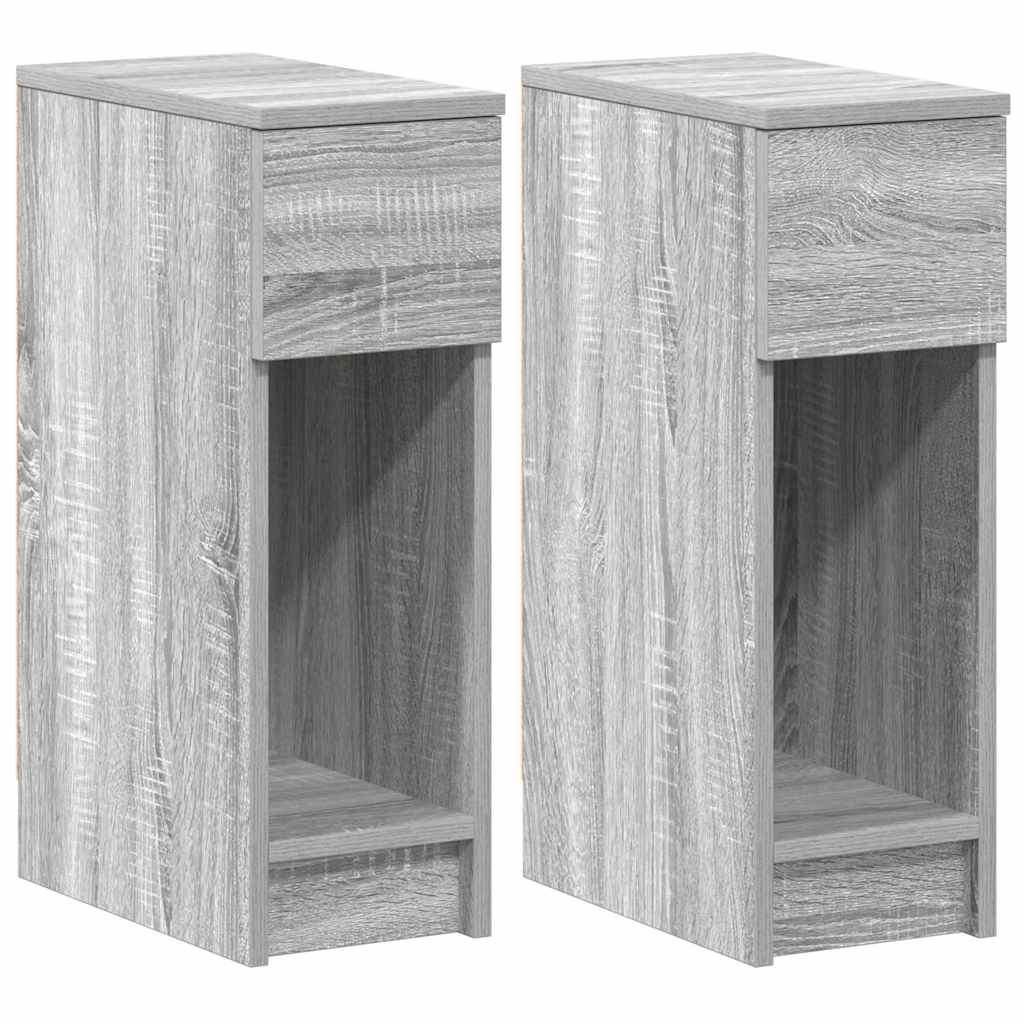 Κομοδίνα με συρτάρι 2 τεμάχια Γκρι Sonoma 20x36x60 εκ.