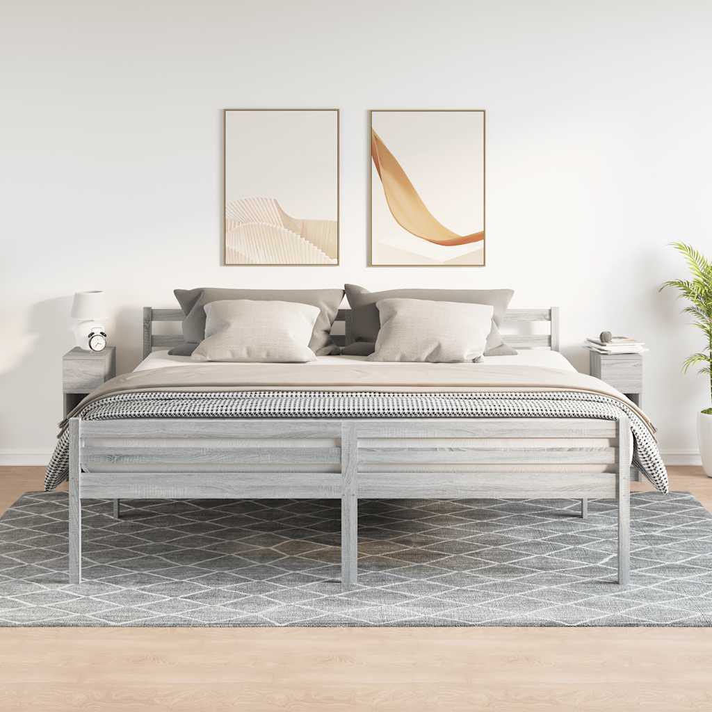 Κομοδίνα με συρτάρι 2 τεμάχια Γκρι Sonoma 20x36x60 εκ.