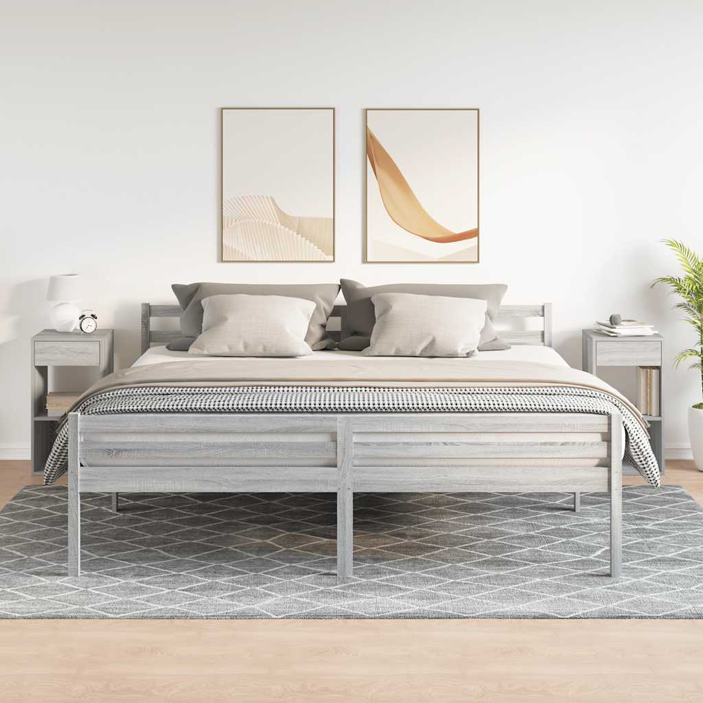 Κομοδίνα με συρτάρι 2 τεμάχια Γκρι Sonoma 35x34x66,5 εκ.