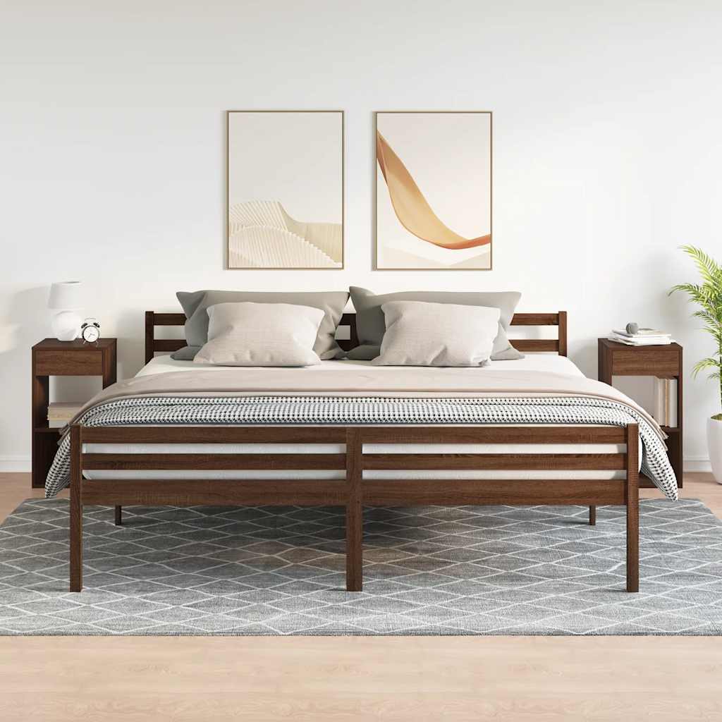 Κομοδίνα με συρτάρι 2 τεμ. Καφέ Δρυς 35x34x66,5 εκ.