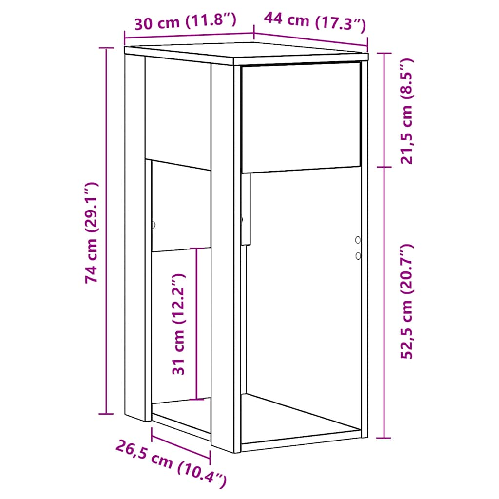 Πύργος υπολογιστή με συρτάρι Λευκό 30x44x74 cm
