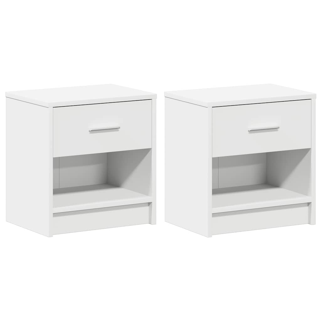 Κομοδίνα 2 τεμ. με Συρτάρι Λευκά 39x28x41 εκ. - Pakobazaar