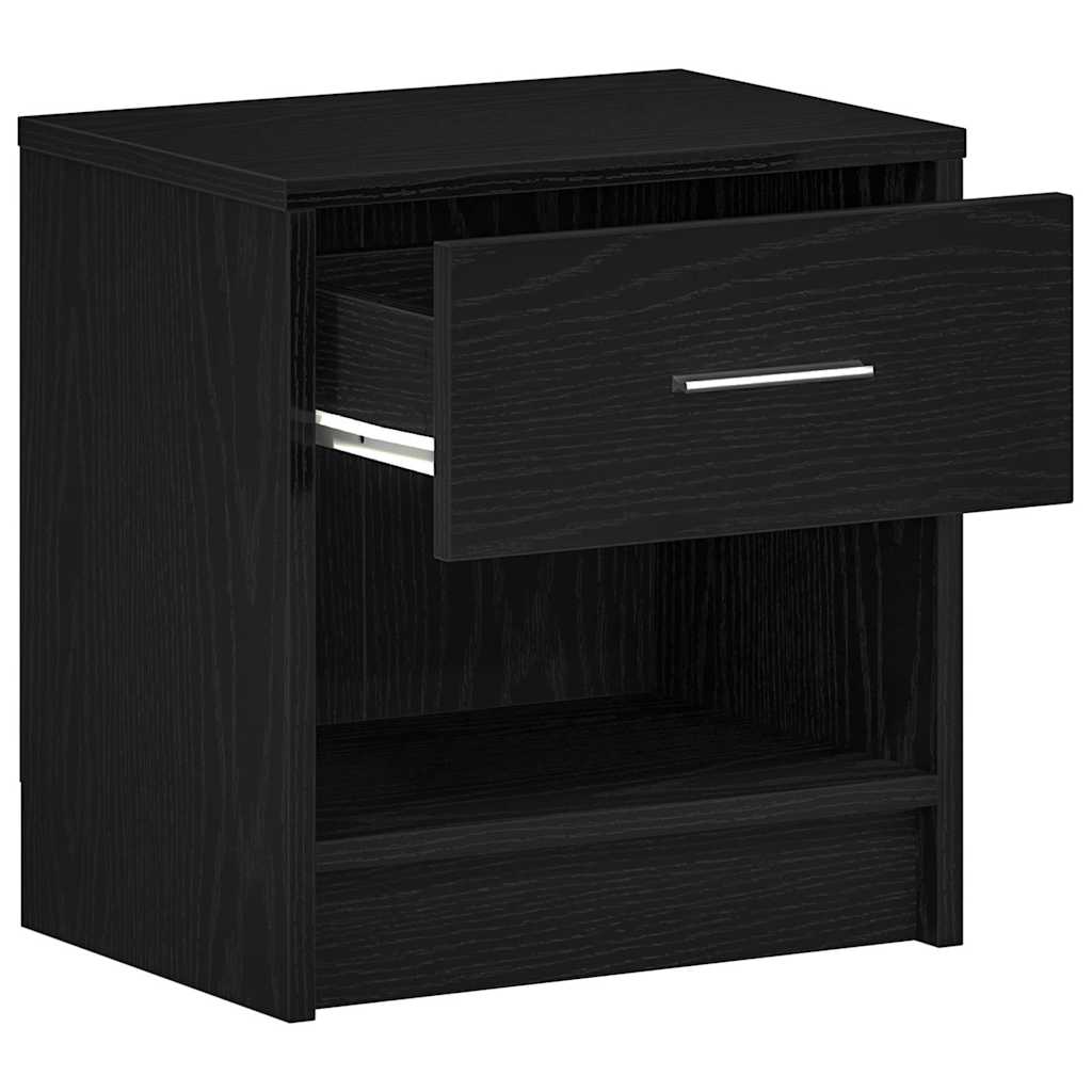 Κομοδίνα 2 τεμ. με Συρτάρι Μαύρα 39x28x41 εκ. - Pakobazaar