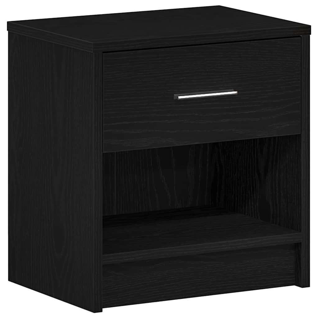 Κομοδίνα 2 τεμ. με Συρτάρι Μαύρα 39x28x41 εκ. - Pakobazaar