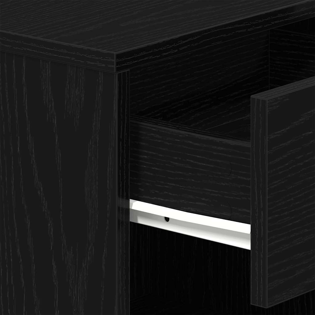 Κομοδίνα 2 τεμ. με Συρτάρι Μαύρα 39x28x41 εκ. - Pakobazaar