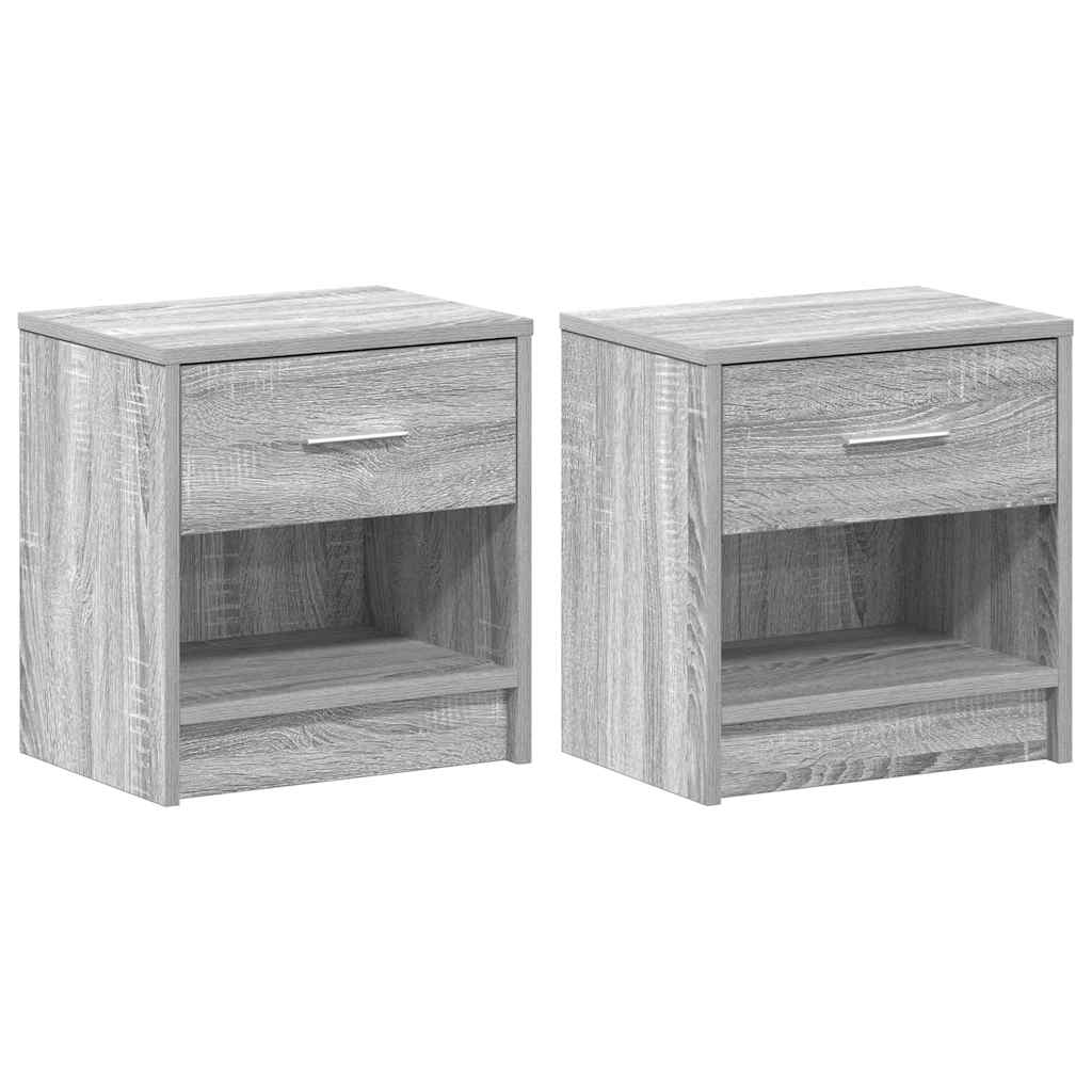 Κομοδίνα 2 τεμ. με Συρτάρι Γκρι Sonoma 39x28x41 εκ. - Pakobazaar