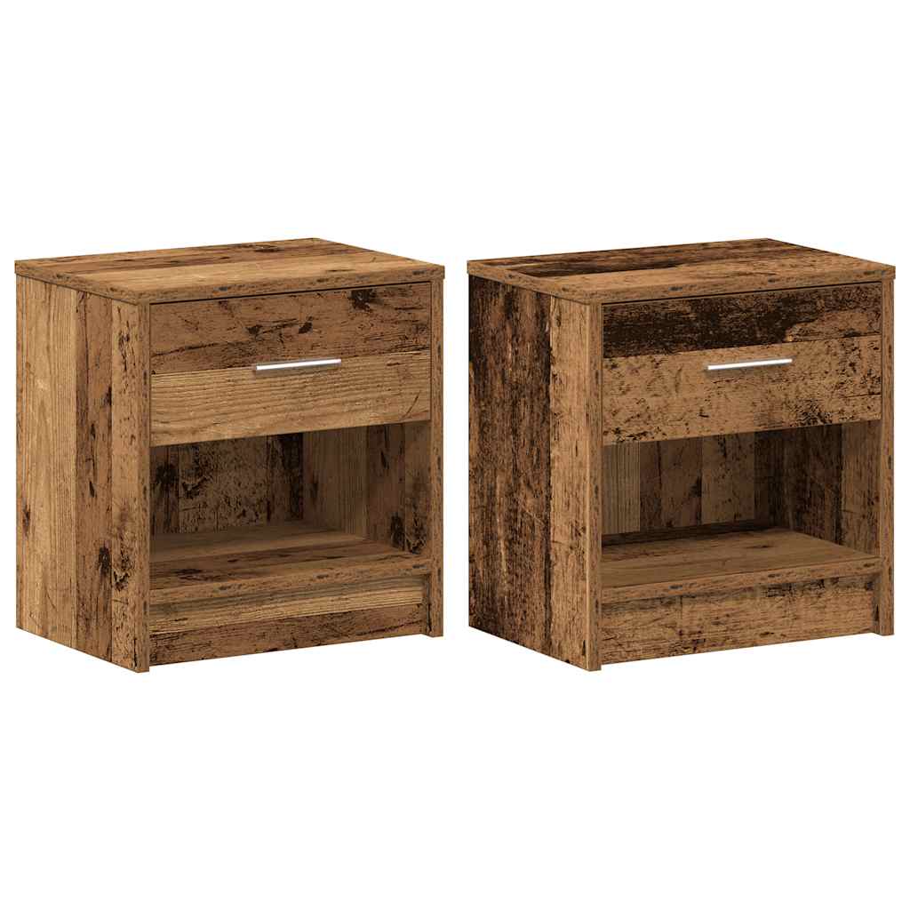 Κομοδίνα 2 τεμ. με Συρτάρι από Παλιό Ξύλο 39x28x41 εκ. - Pakobazaar