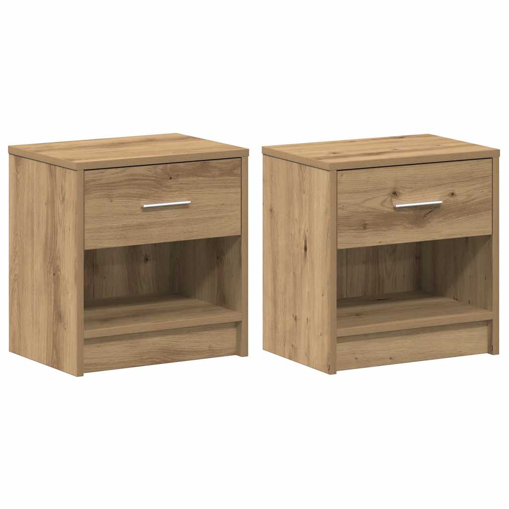 Κομοδίνα 2 τεμ. με Συρτάρι Artisan Δρυς 39x28x41 εκ. - Pakobazaar