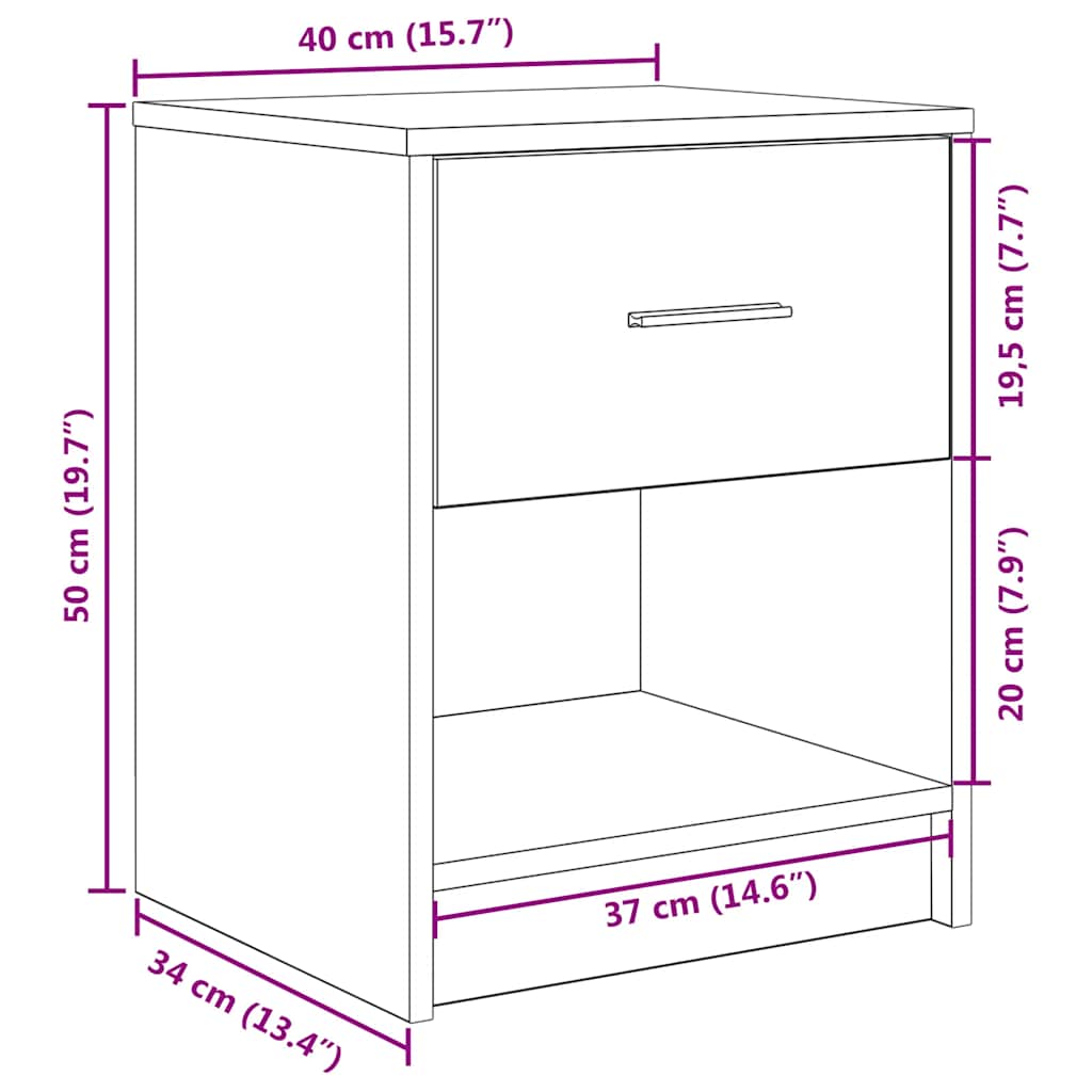Κομοδίνο με Συρτάρι Λευκό 40x34x50 εκ. - Pakobazaar