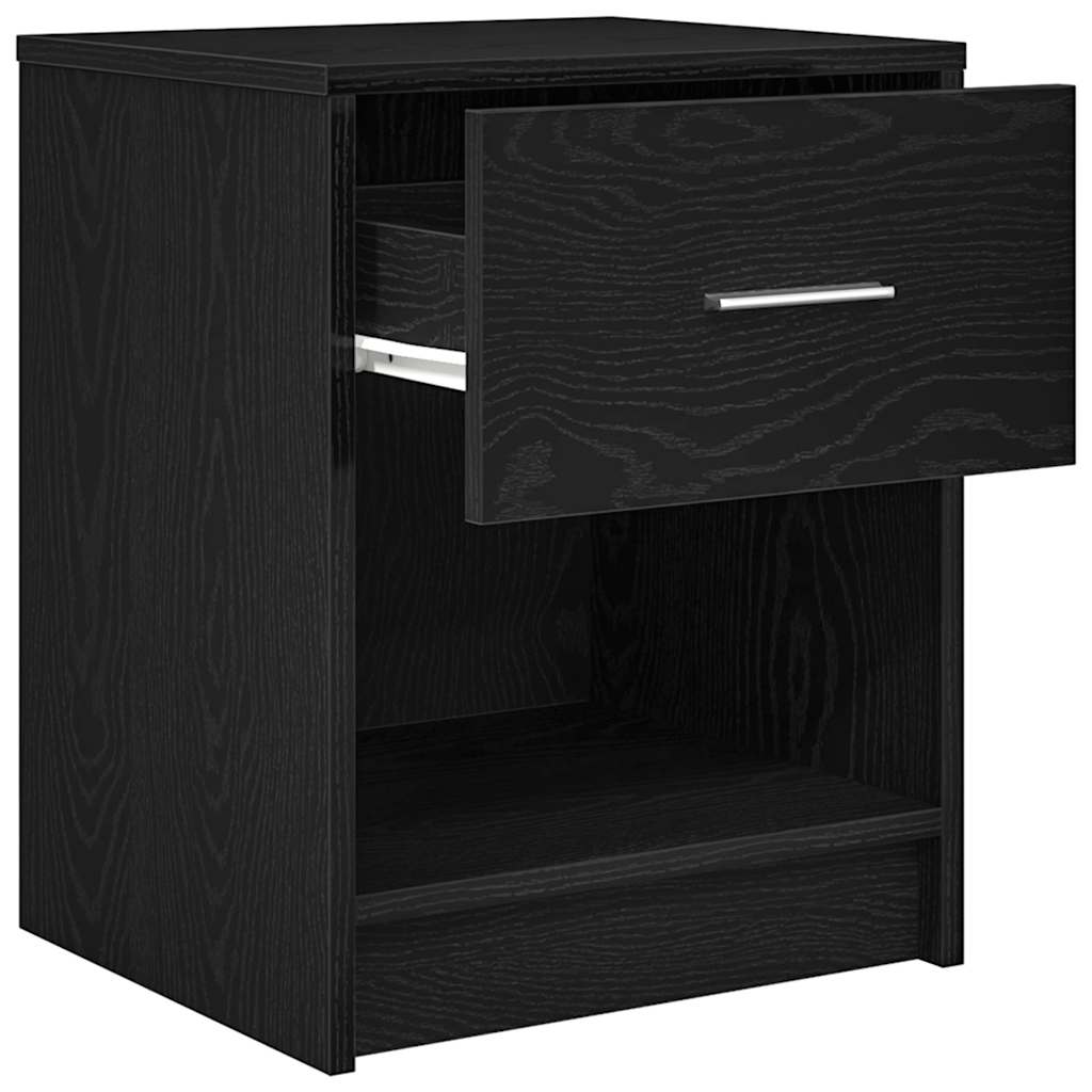 Κομοδίνα 2 τεμ. με Συρτάρι Μαύρα 40x34x50 εκ. - Pakobazaar