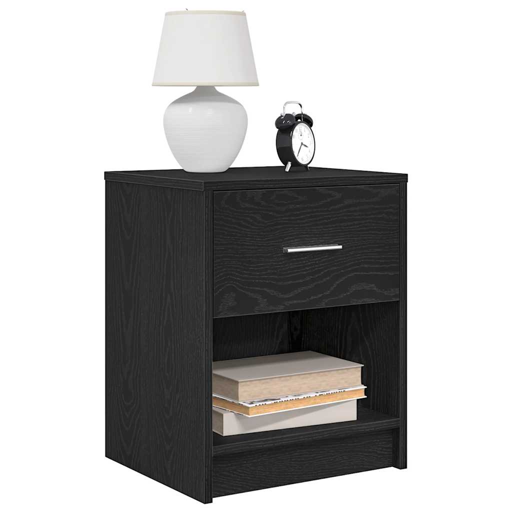 Κομοδίνα 2 τεμ. με Συρτάρι Μαύρα 40x34x50 εκ. - Pakobazaar
