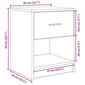 Κομοδίνα 2 τεμ. με Συρτάρι Γκρι Σκυρόδεμα 40x34x50 εκ. - Pakobazaar