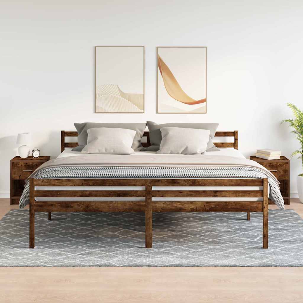 Κομοδίνα 2 τεμ. με Συρτάρι σε Καπνιστή Δρυς 40x34x50 εκ. - Pakobazaar