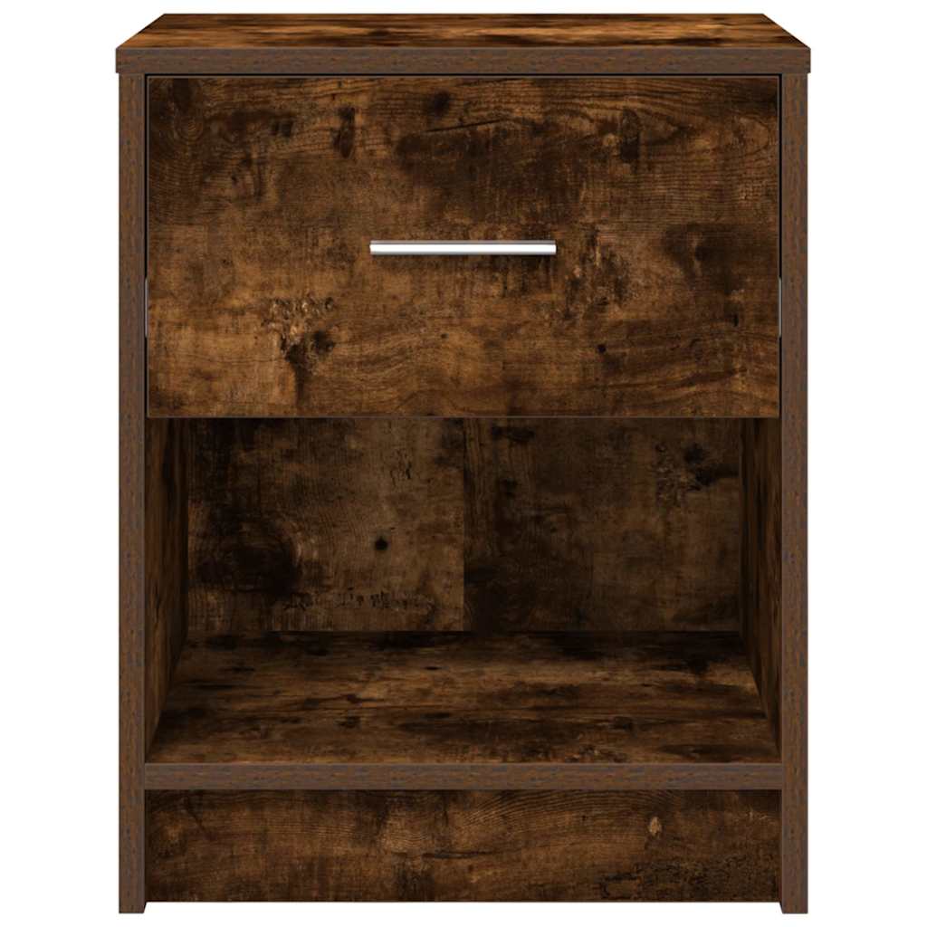 Κομοδίνα 2 τεμ. με Συρτάρι σε Καπνιστή Δρυς 40x34x50 εκ. - Pakobazaar