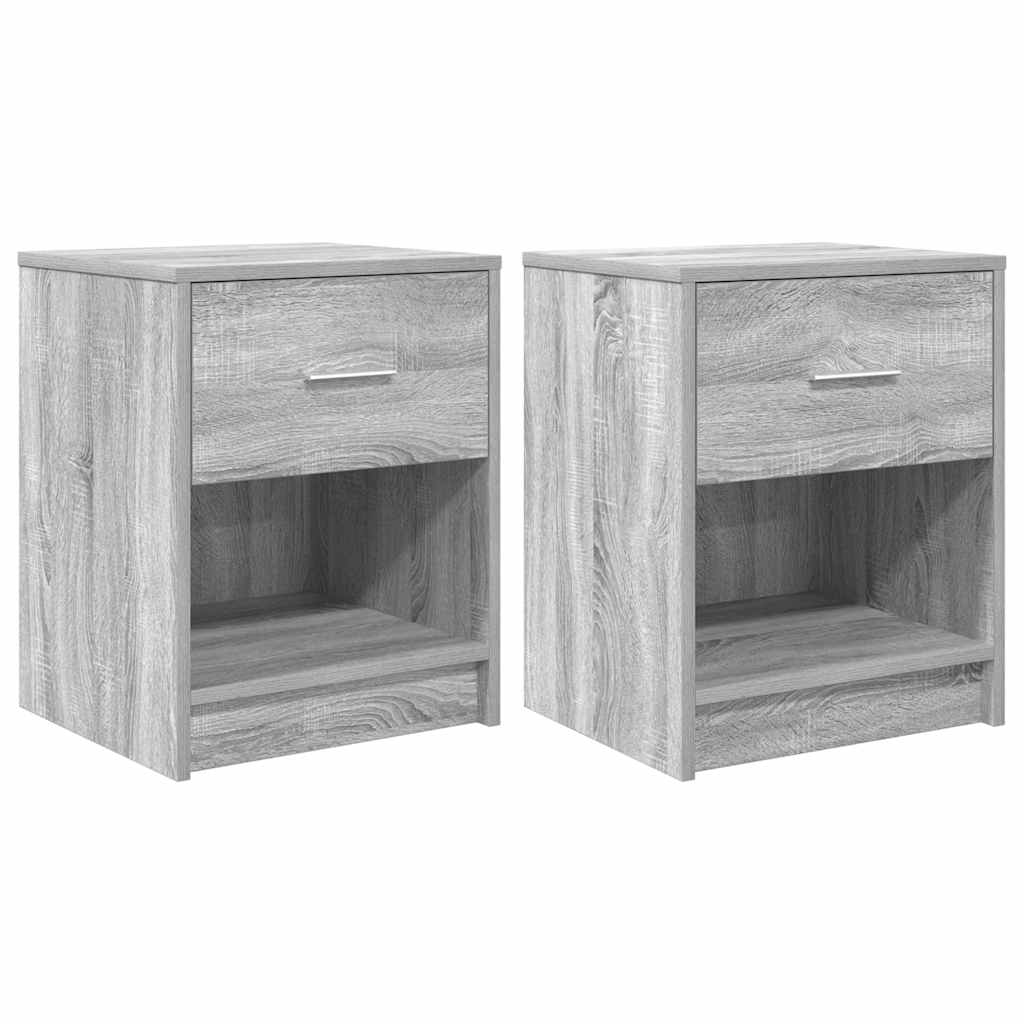 Κομοδίνα 2 τεμ. με Συρτάρι Γκρι Sonoma 40x34x50 εκ. - Pakobazaar