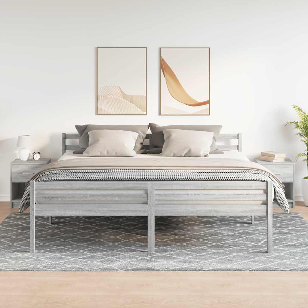 Κομοδίνα 2 τεμ. με Συρτάρι Γκρι Sonoma 40x34x50 εκ. - Pakobazaar