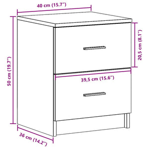 Κομοδίνο με 2 Συρτάρια Λευκό 40x36x50 εκ. - Pakobazaar