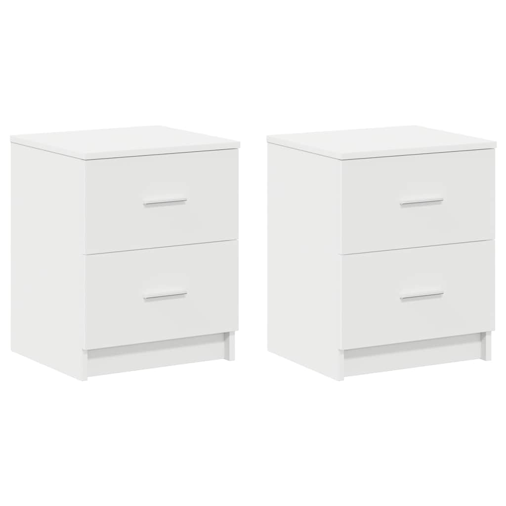 Κομοδίνα 2 τεμ. με 2 Συρτάρια Λευκά 40x36x50 εκ. - Pakobazaar